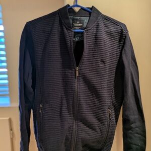 Navy Quilted Bomber Jacket